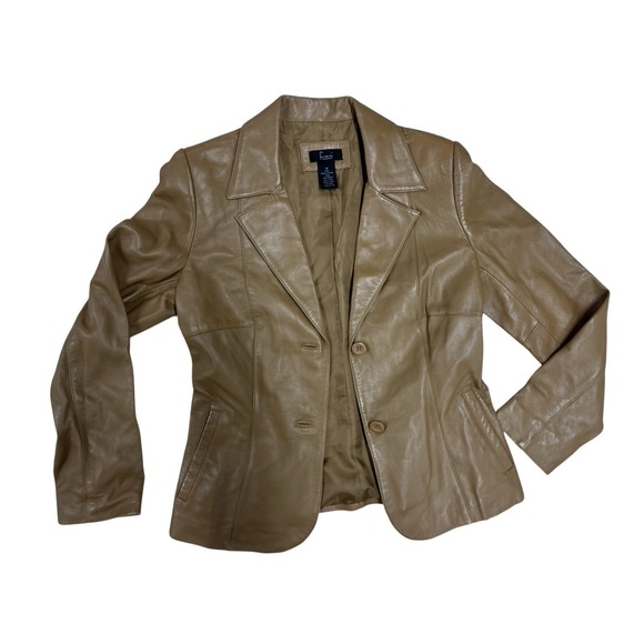 Frenchi Lambskin Leather Jacket Coat Women's Medium Classic Soft Chic Minimalist - Picture 3 of 12